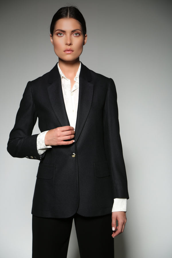 BLACK CASHMERE SILK TAILORD JACKET