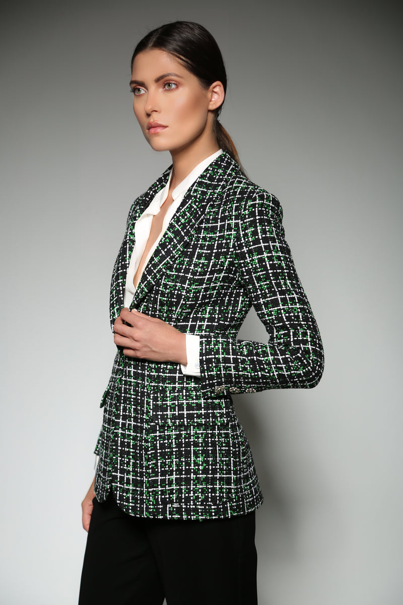 GREEN TWEED TAILORED JACKET – Frantzi